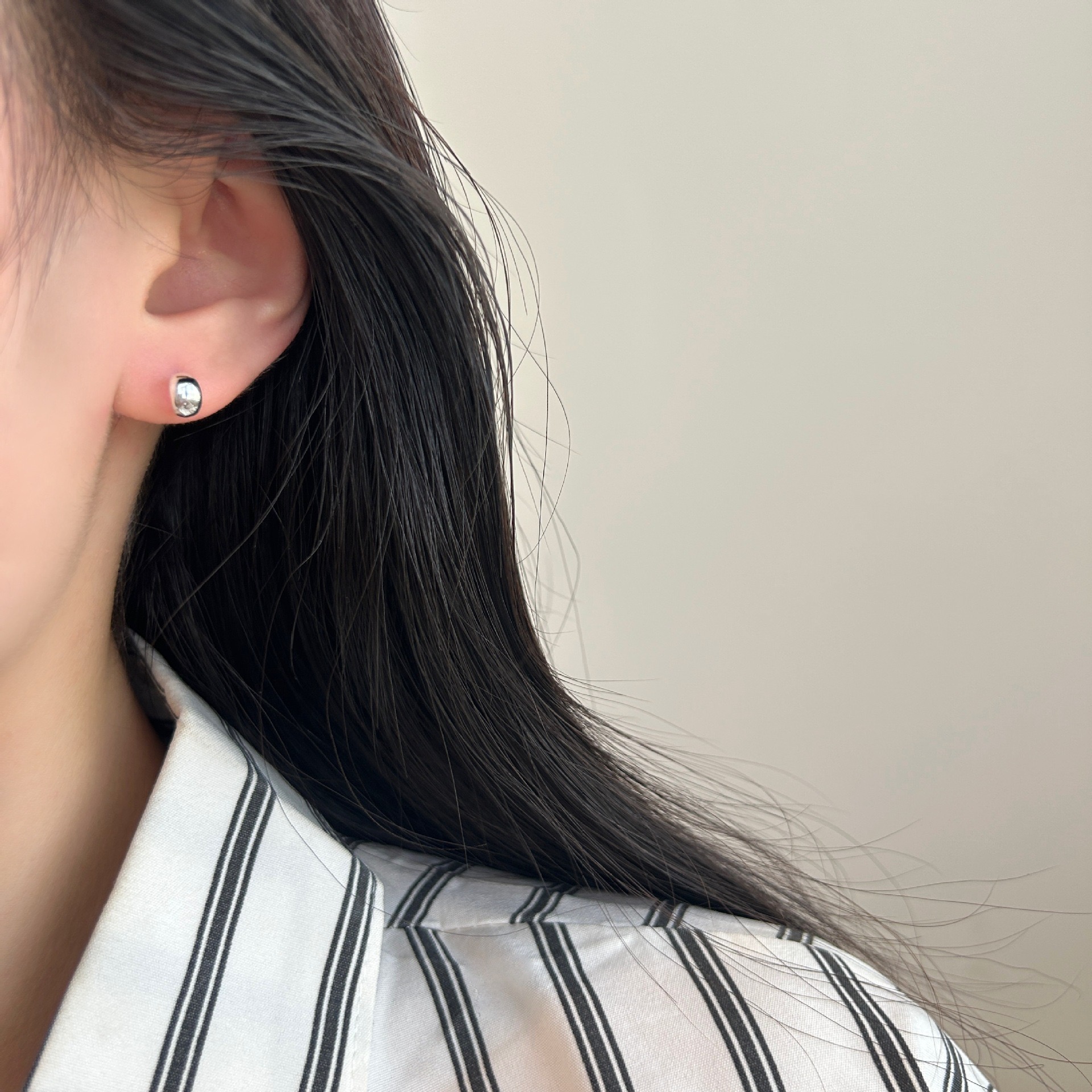 足银耳饰 【足银999.9】流光小银豆耳钉养耳洞轻奢高级