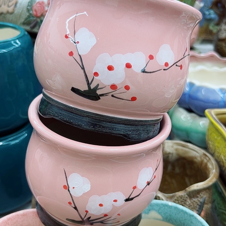 多肉绿植陶瓷花盆9.9包邮，有孔