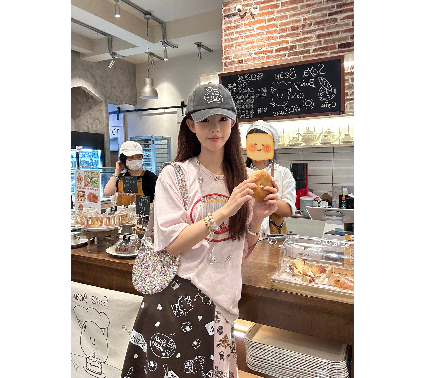 CHACHA【粉色小狗】休闲时尚百搭小狗印花T恤