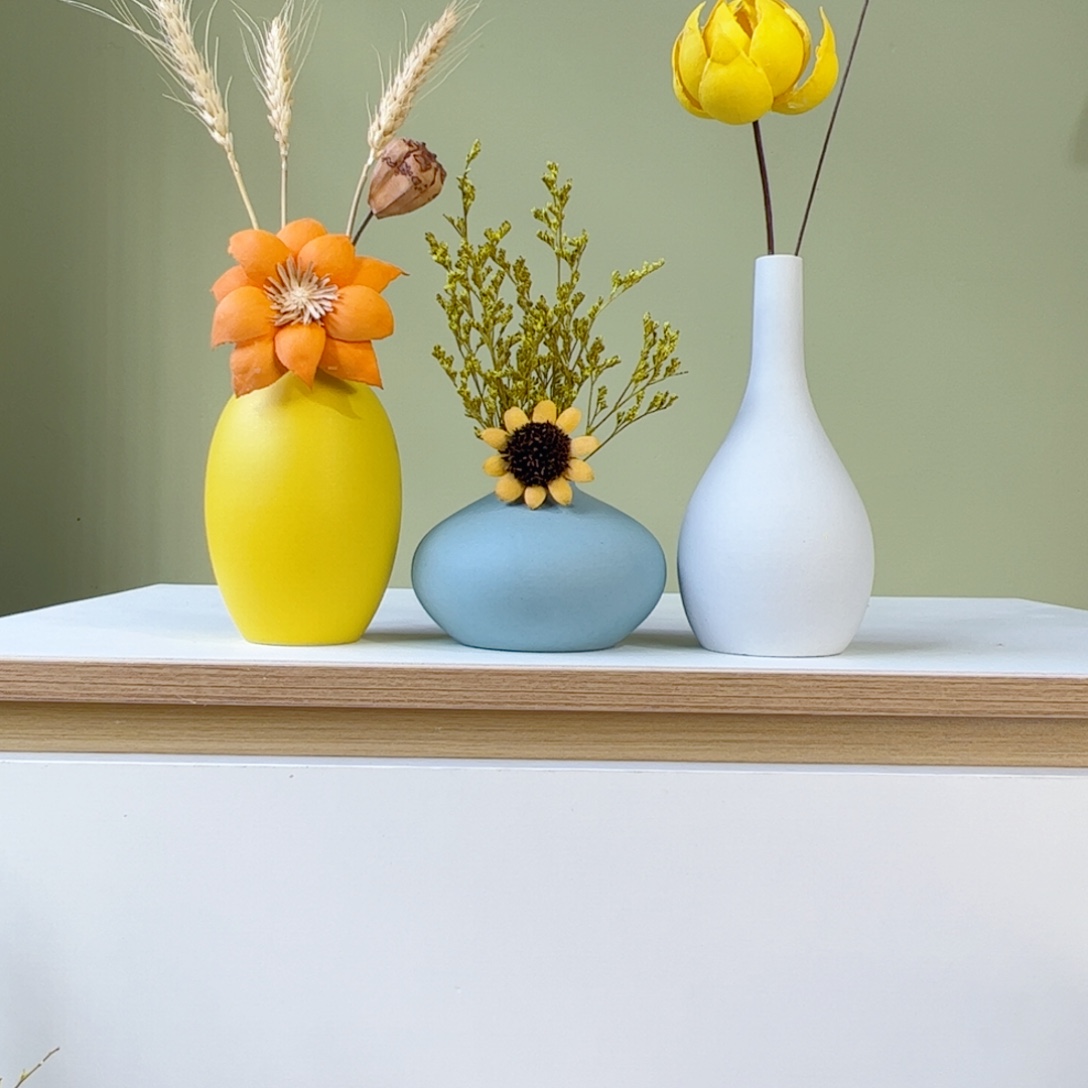 瓷片陶瓷花瓶带花高度20-30厘米左右