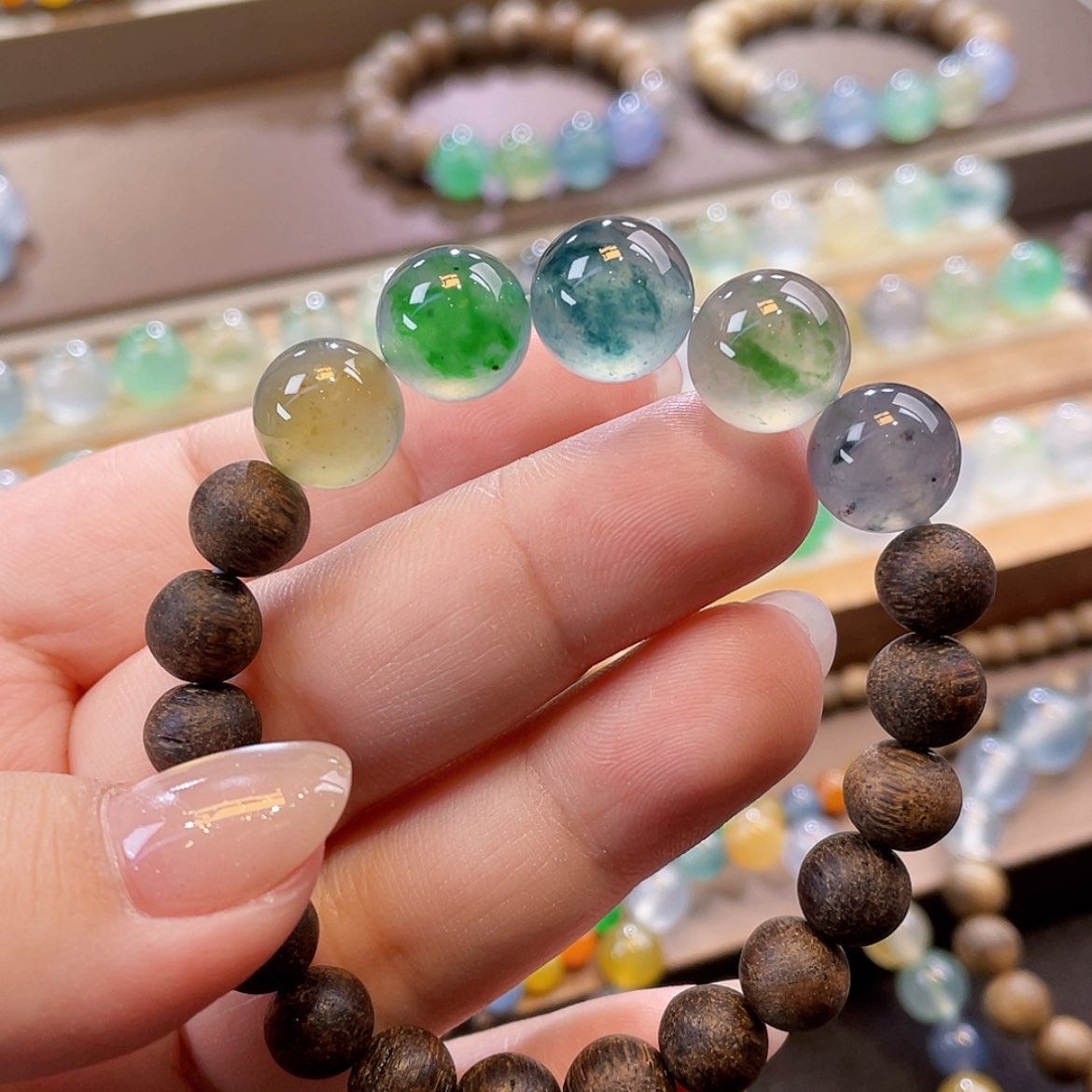 【闪购商品】颈饰未镶嵌翡翠木纳蓝花单颗 多样性发其一