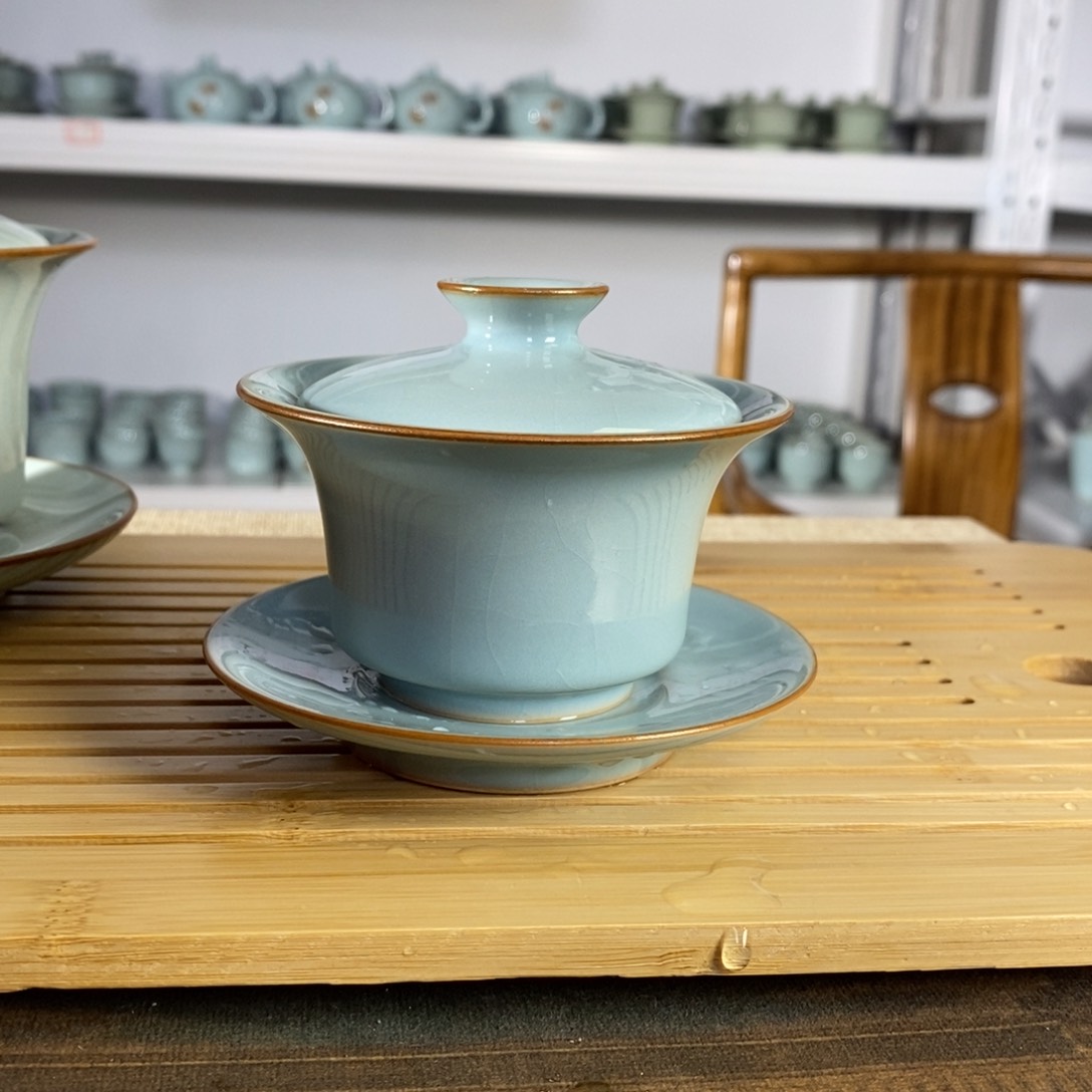 【闪购商品】天青马蹄盖碗一级小容量一级。。。。。