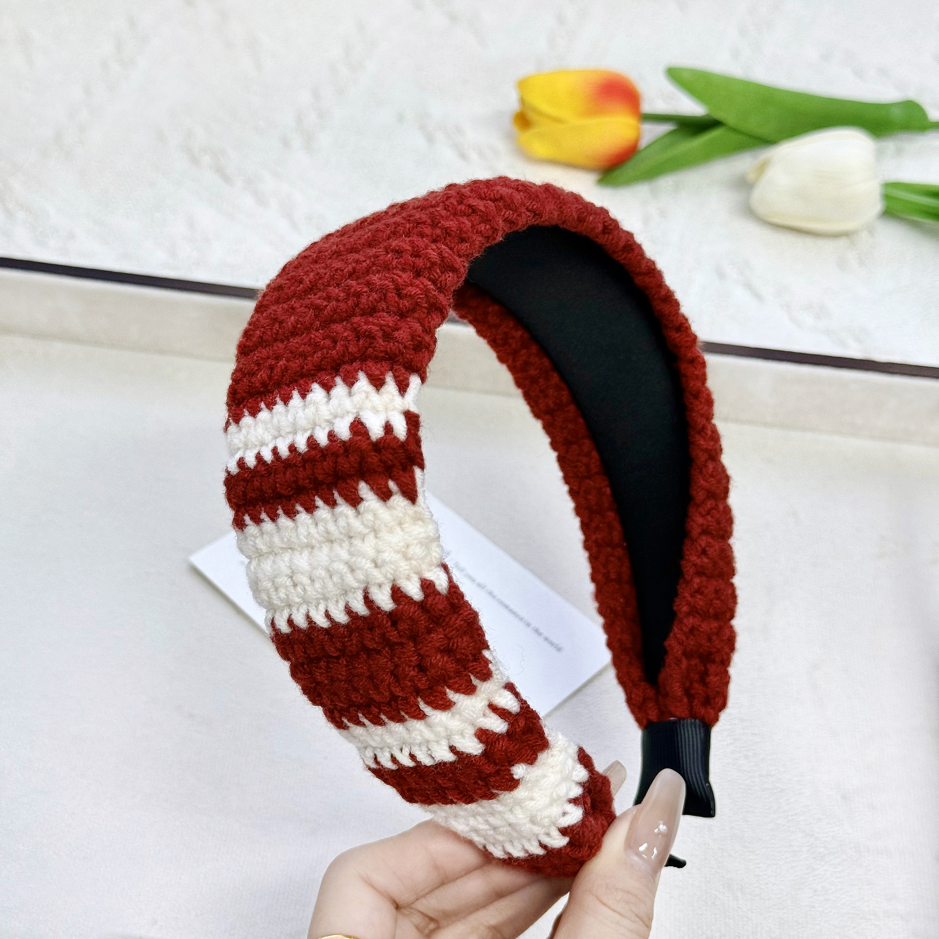 【钰韩】原单设计-秋冬新款简约百搭纯手工针织宽边发箍