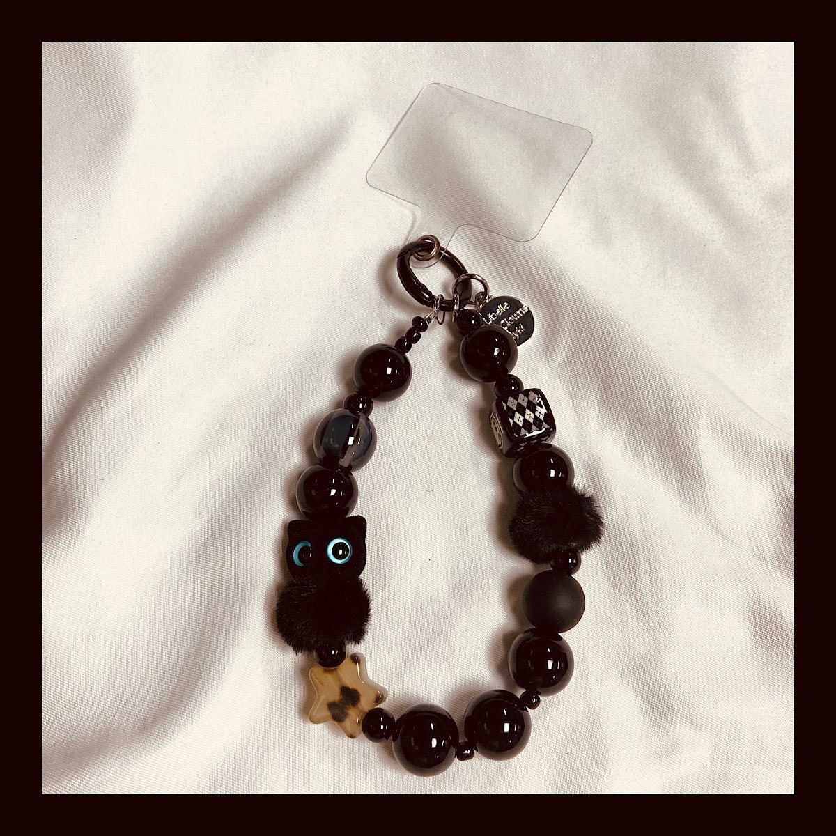 ins毛绒猫咪手机挂链手腕短款挂链挂绳相机包链条挂件钥匙扣串珠