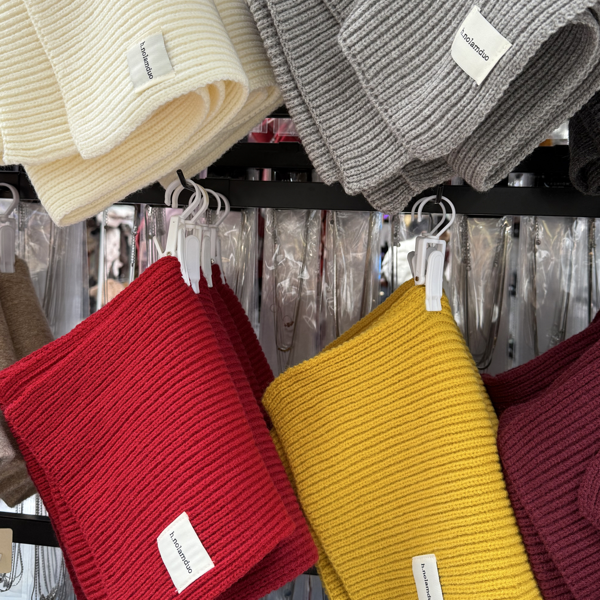 冬季氛围感纯色百搭保暖粗针织围巾