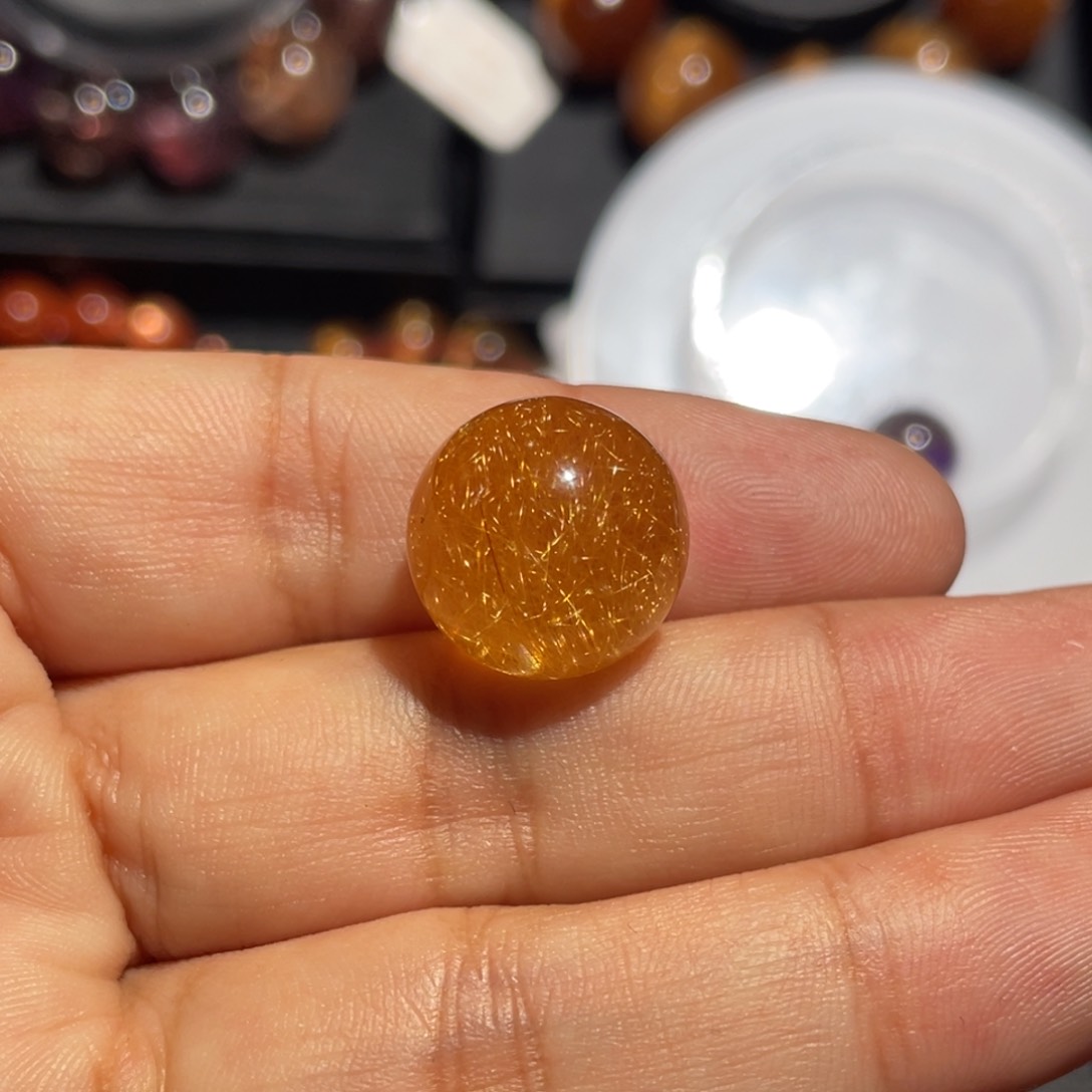 水晶单珠未镶嵌?****5金发晶单珠14.8mm左右