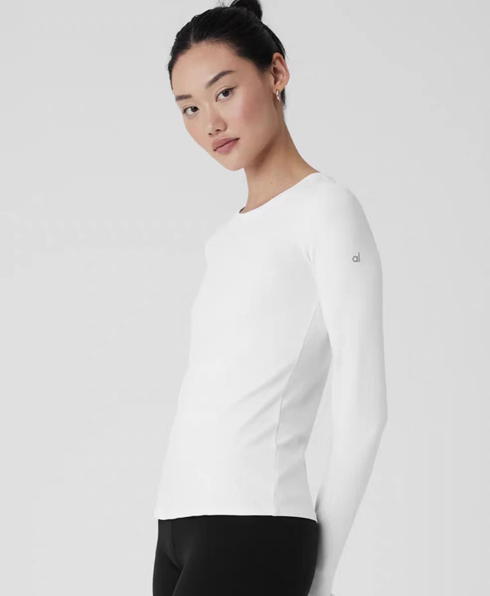alo秋季纯色圆领休闲视频女士上衣打底衫2530alo官方正品女装长袖