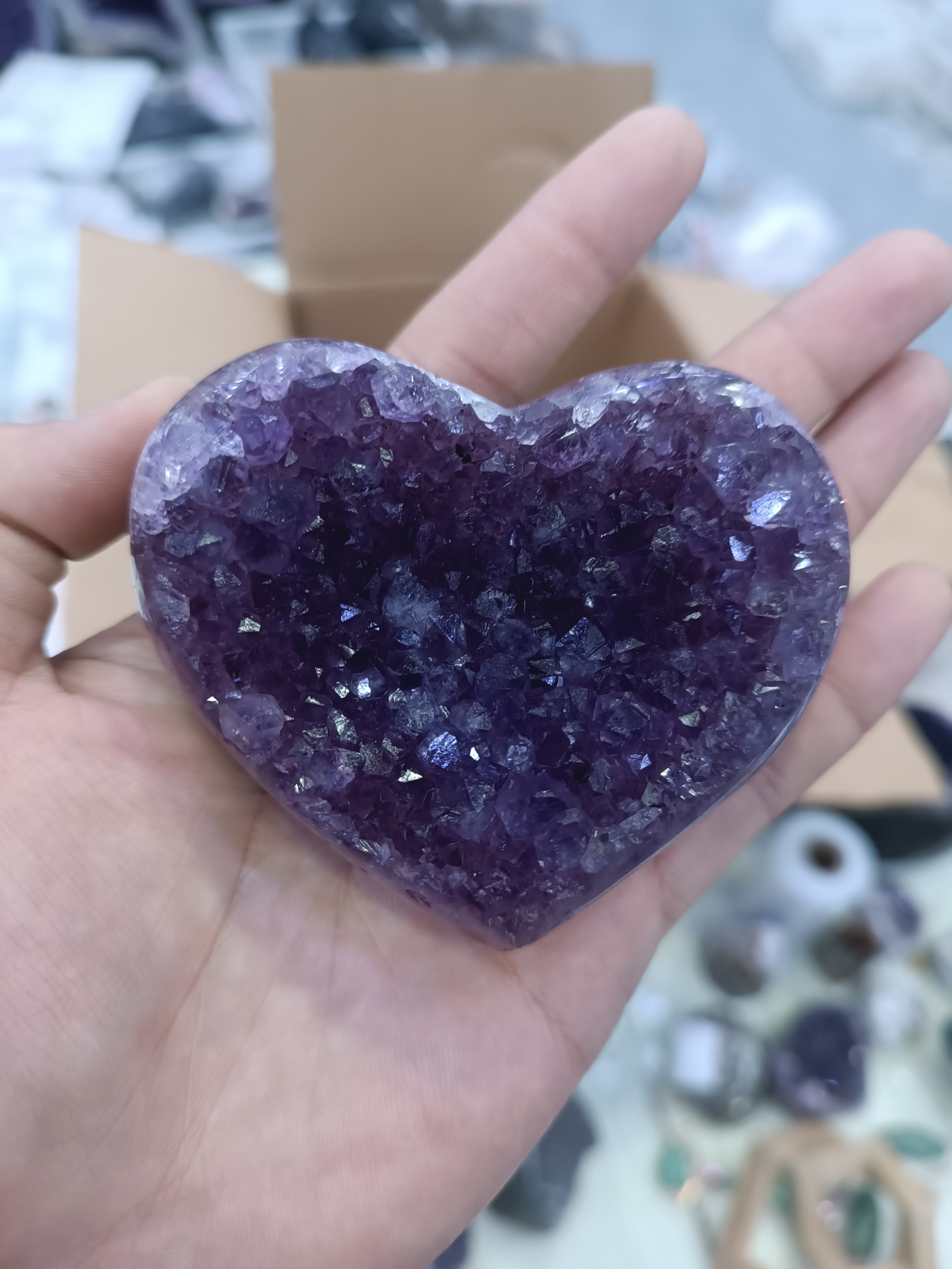 水晶摆件紫水晶爱心