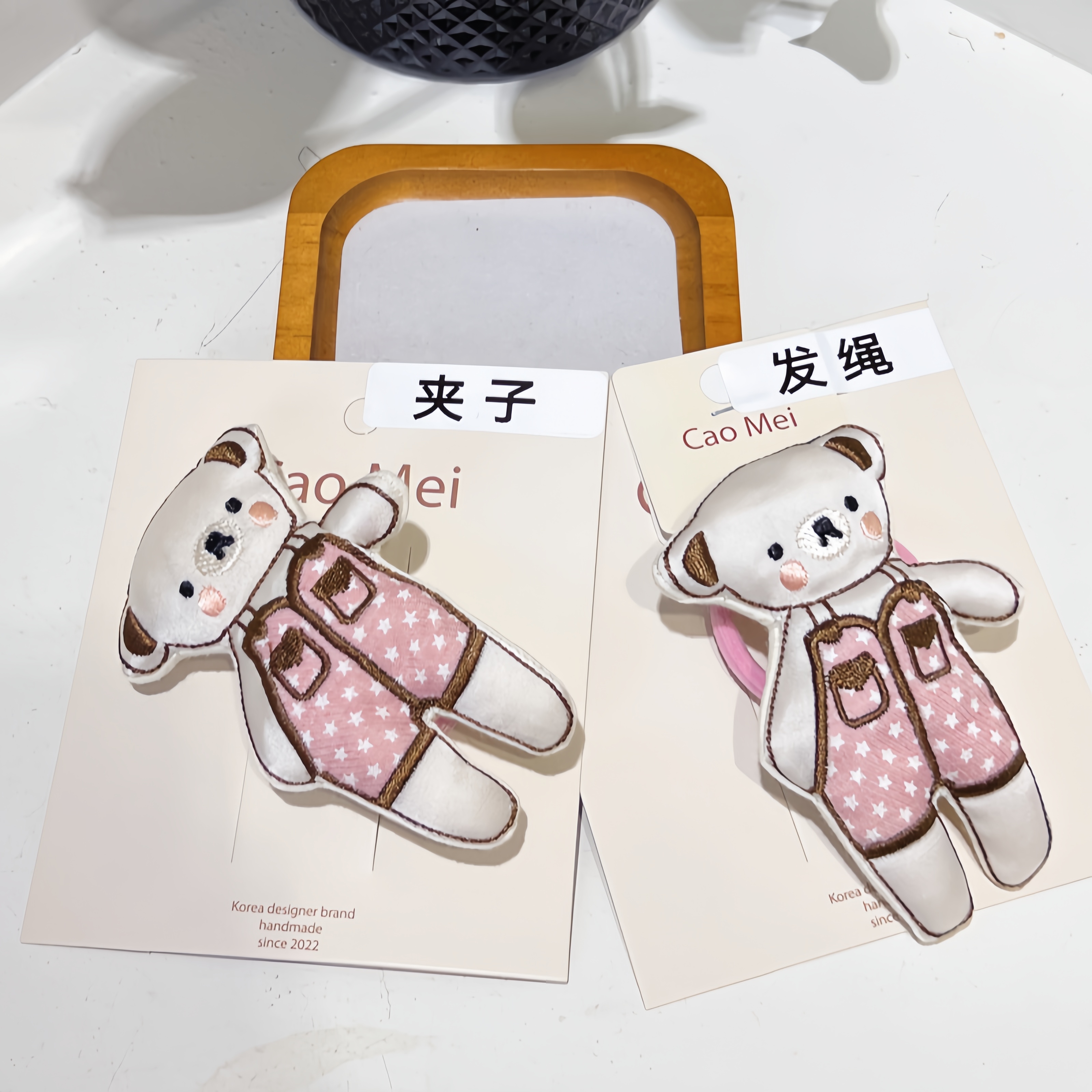 2025卡通秋季新品玩偶重工小熊卡通高弹力头绳夹子儿童发饰