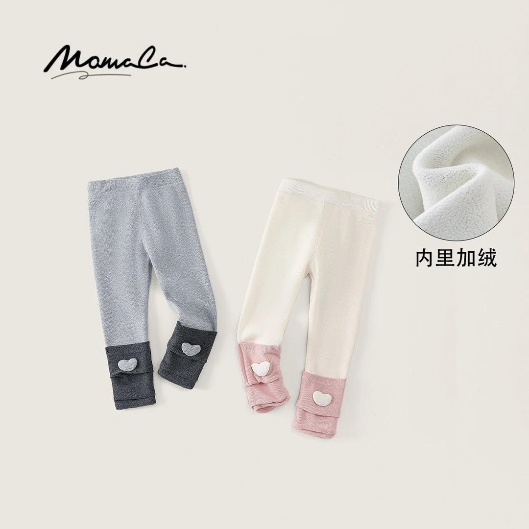 MOMOCO女童冬季加绒加厚时尚卡通爱心打底裤77830360017&18