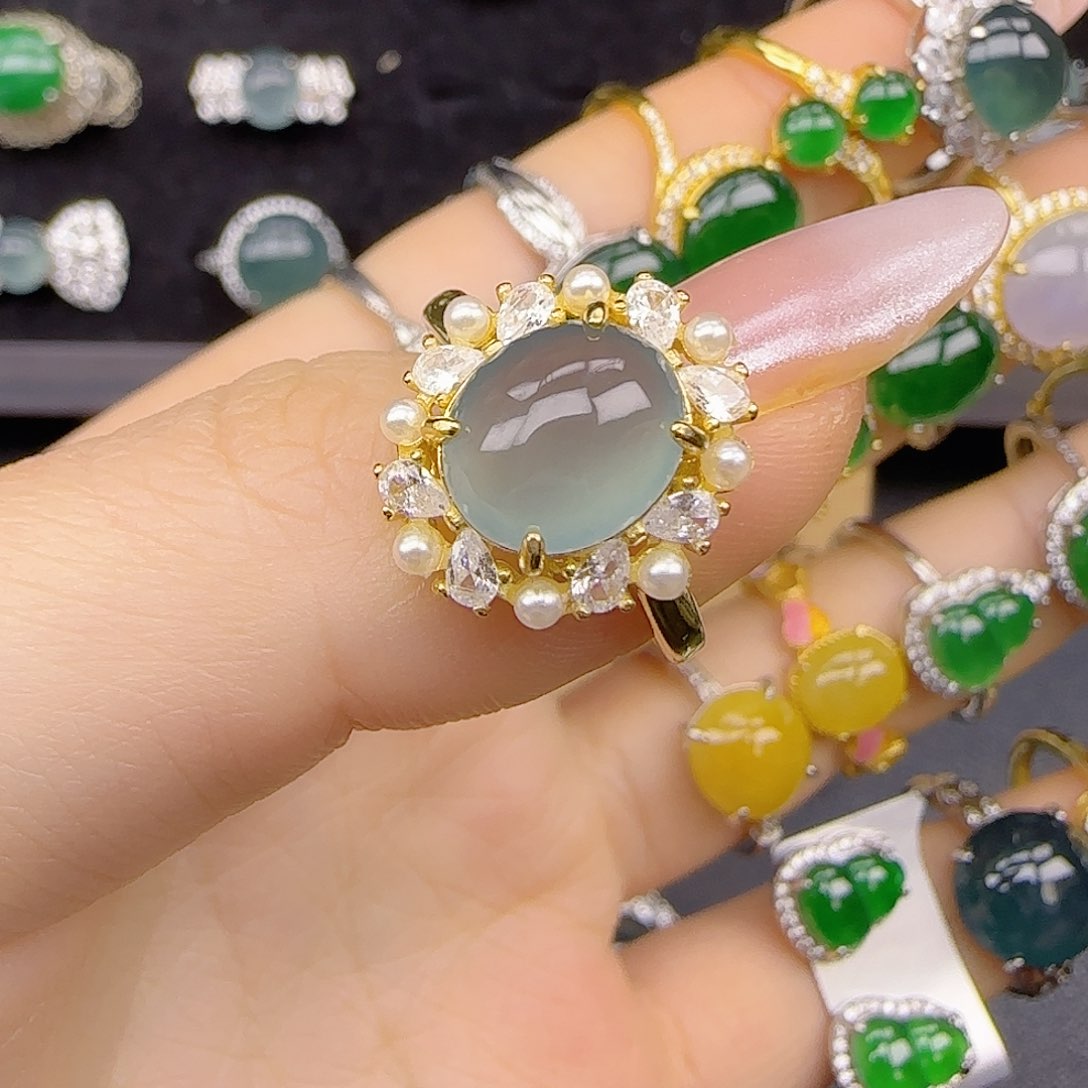 银S925镶嵌戒指翡翠