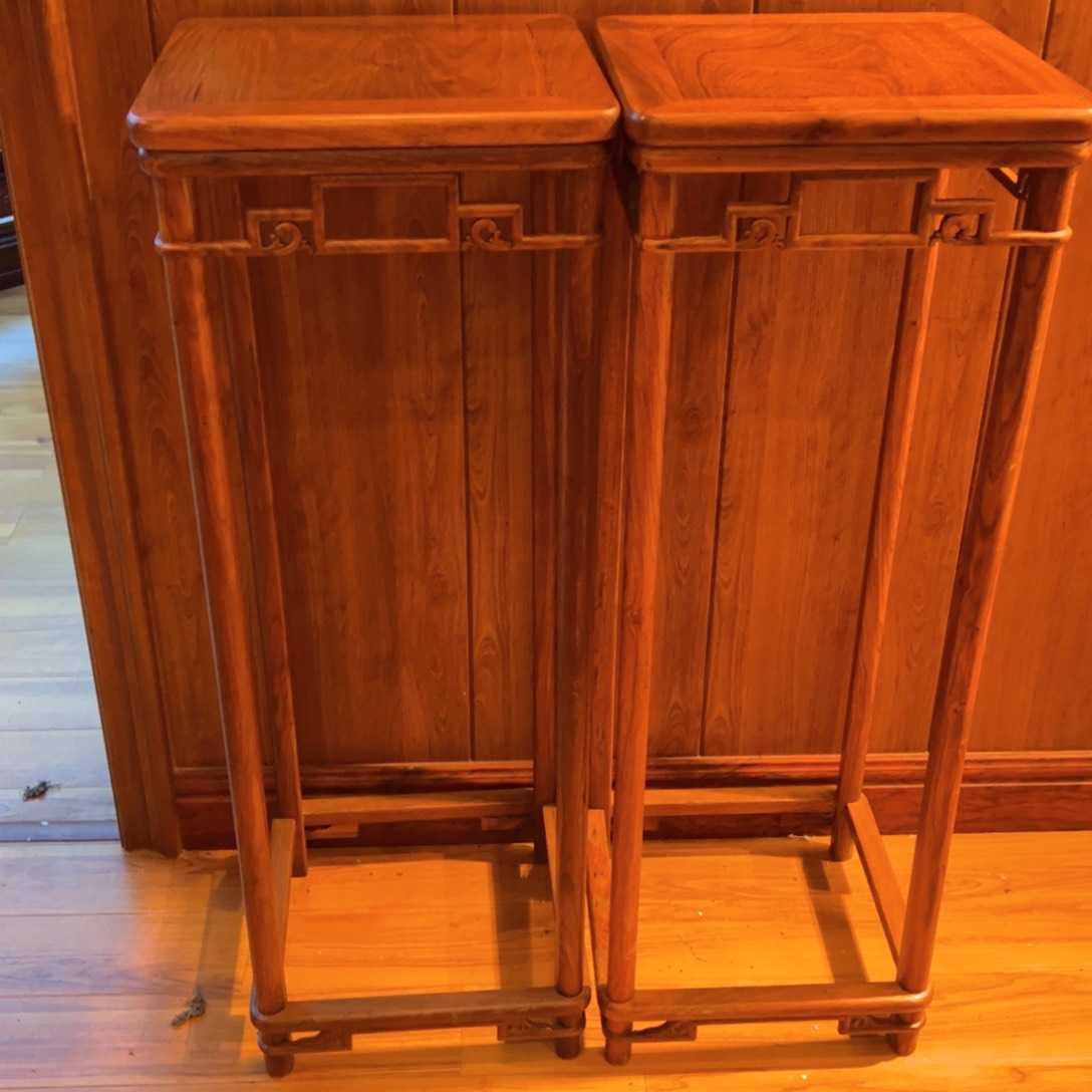 花梨木类家具大**简一对花架