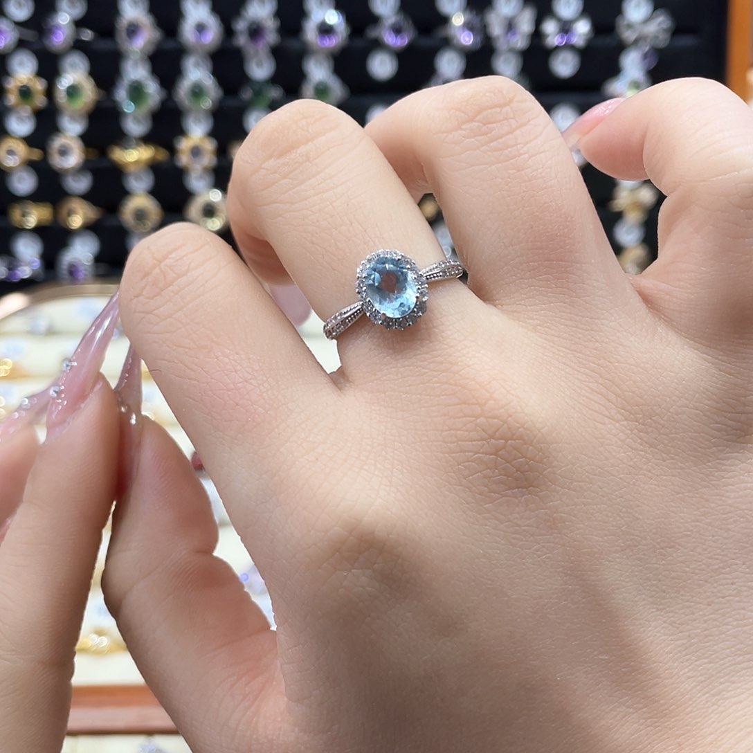 托帕石戒指银S925镶嵌