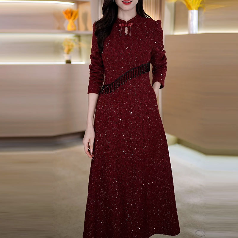 2025秋季新款A3346气质遮肉显瘦大码连衣裙女修身女装连衣裙