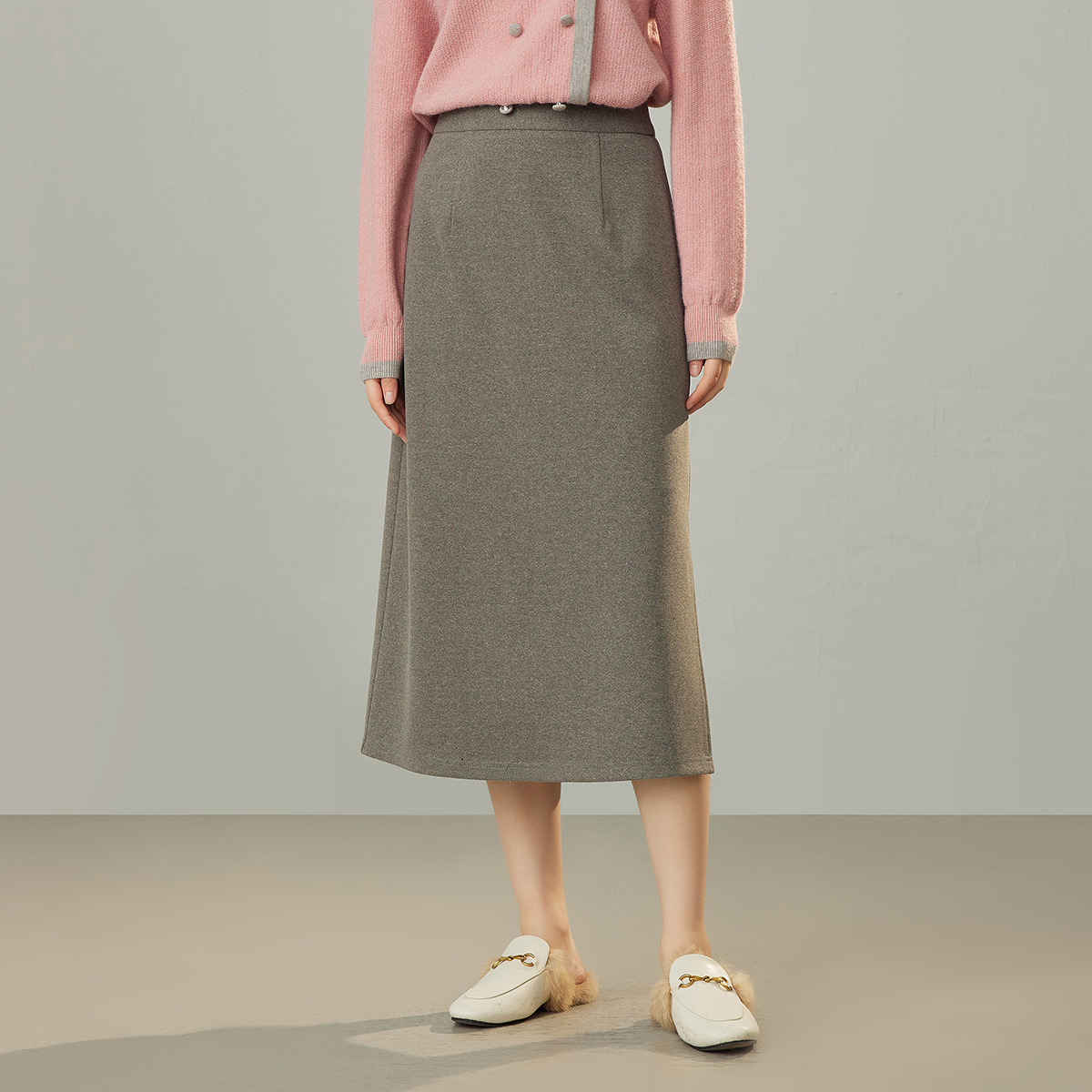 【小铃铛专属】朗文斯汀时尚气质灰色百搭半身裙LDYQ25107594B