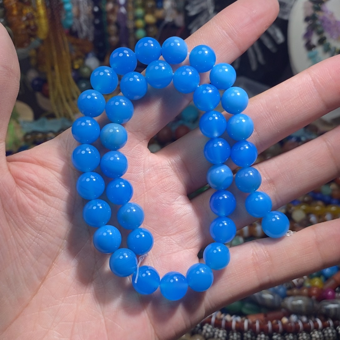 未镶嵌，蓝玛瑙10mm，石英质玉