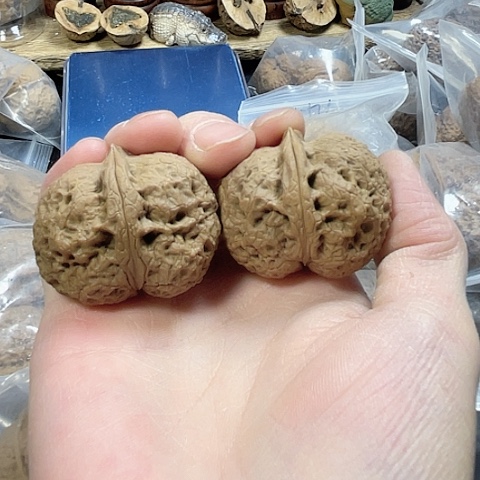 文玩核桃把件吞金兽带彩42左右