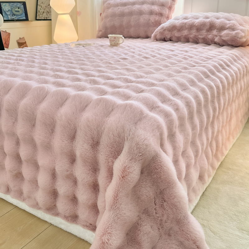 加厚纯色泡泡兔毛绒床单单件冬季加绒加厚学生季宿舍被单床上用品