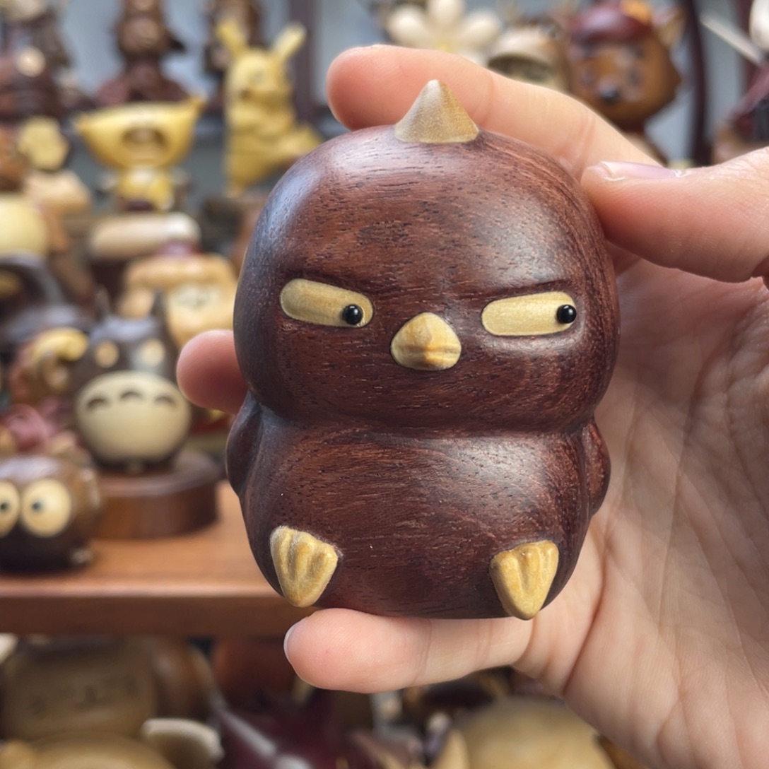 一***久木紫苏木钵钵鸡摆件