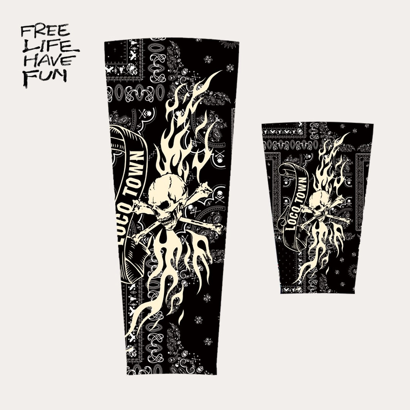 140腰果花骷髅机车摩托车汽车印花防晒袖护袖 电动袖套冰袖风套袖