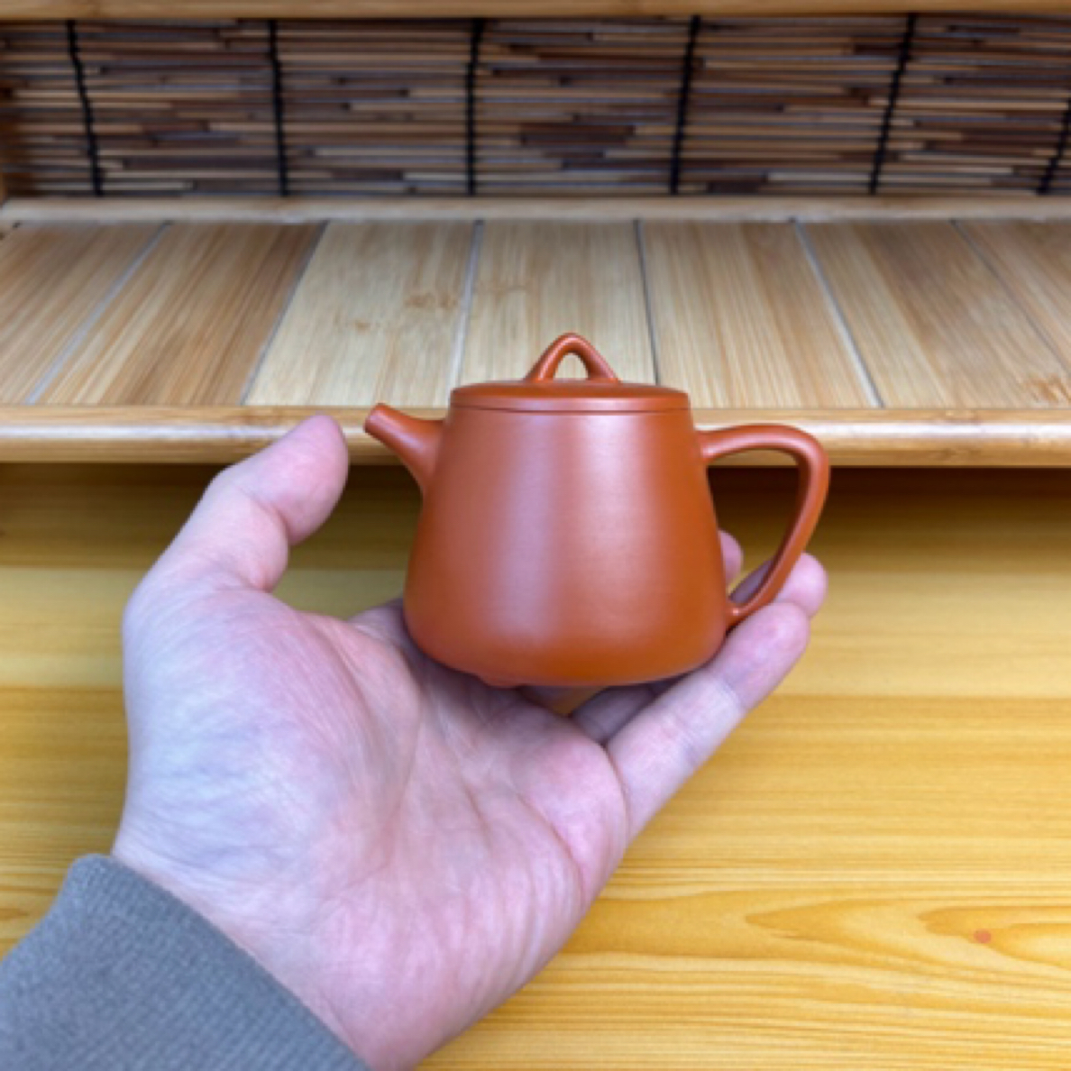 潮州手拉壶原矿朱泥手工高石瓢壶（130毫升）
