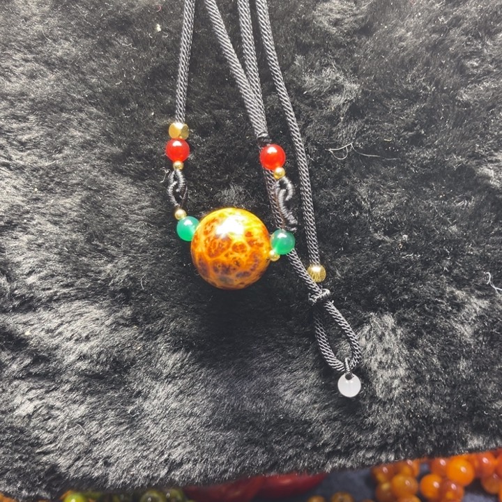 琥珀木单珠项链2.0瘤疤包浆琥珀木