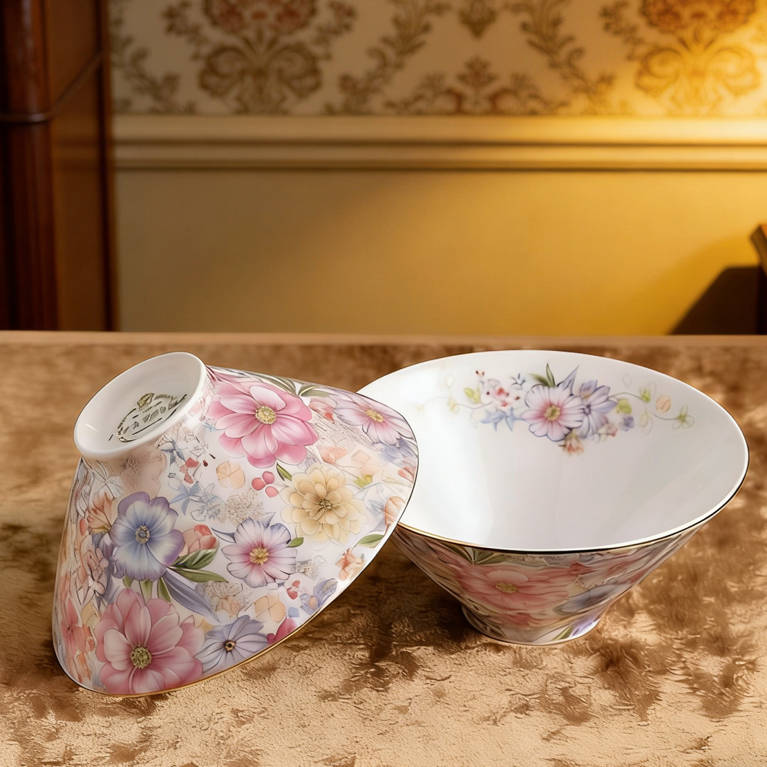 Anna 欧式骨瓷双斗笠面碗-6英寸左右