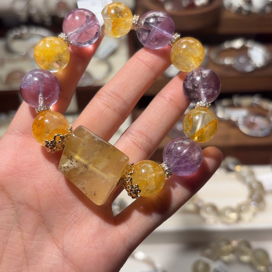 水晶手链银S925镶嵌晚**女水晶鱼