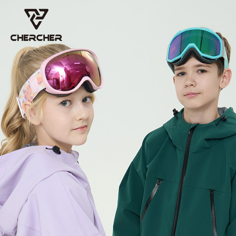 CHERCHER双层柱面镜3-9岁儿童滑雪镜防雾防撞击护目镜LEO