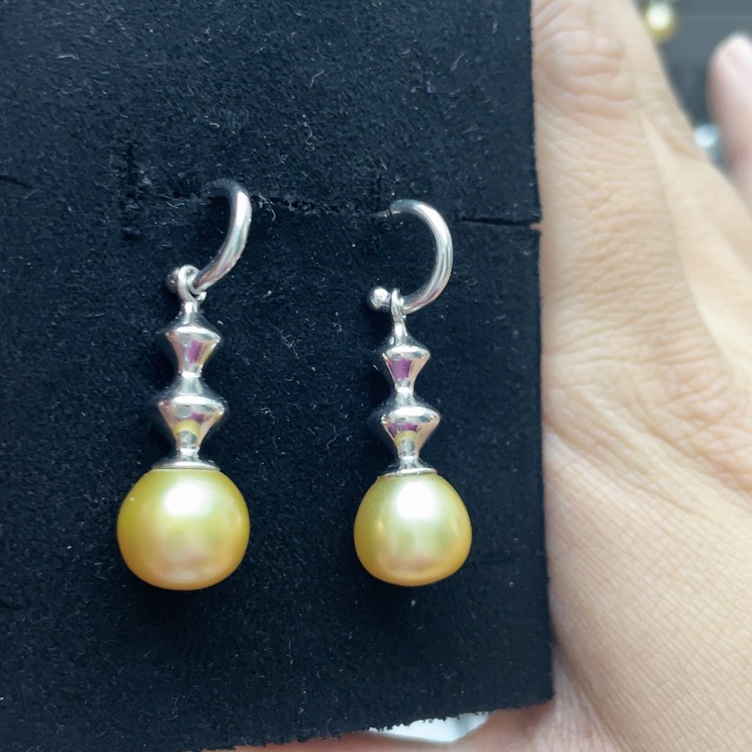 海水珍珠耳饰银S925镶嵌