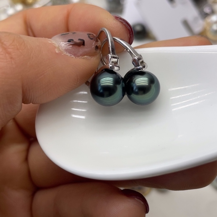 海水珍珠耳饰银S925镶嵌