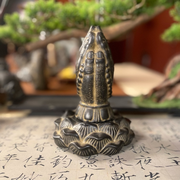 禅意中式复古招财小佛手桌面祈福玄关摆件