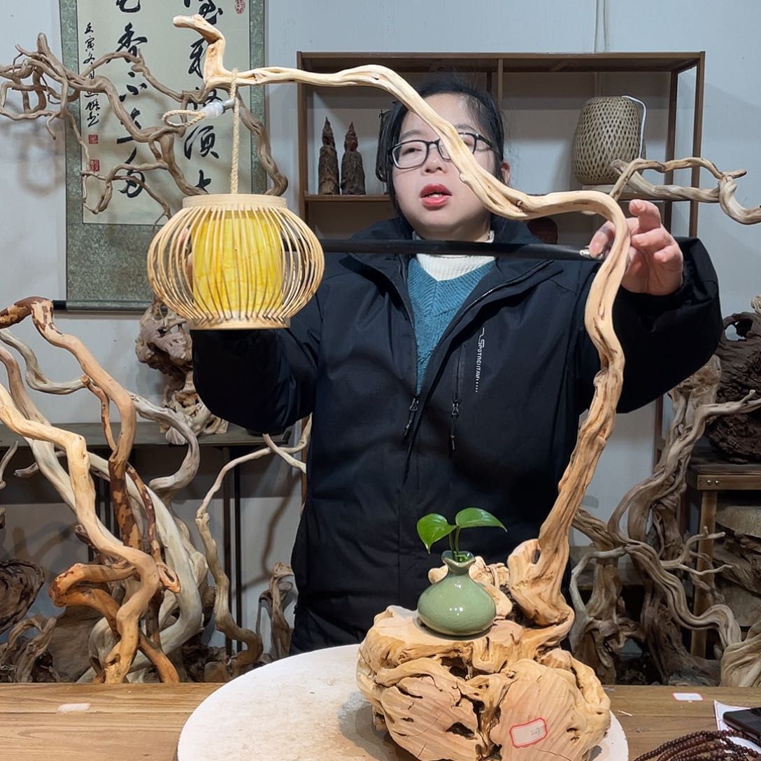 香杉木杜鹃根根艺摆件