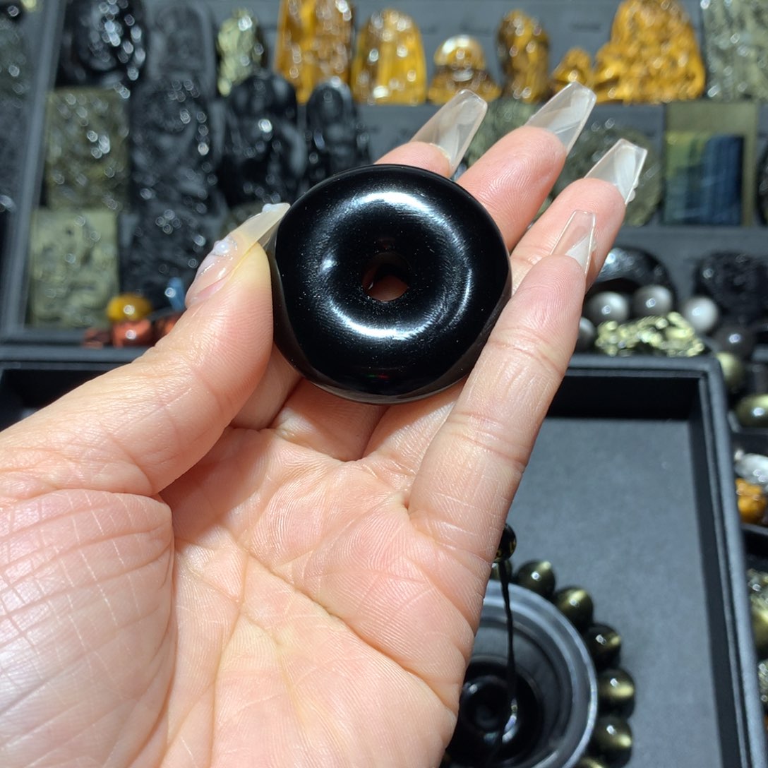 黑曜岩吊坠(赠链)未镶嵌富**花