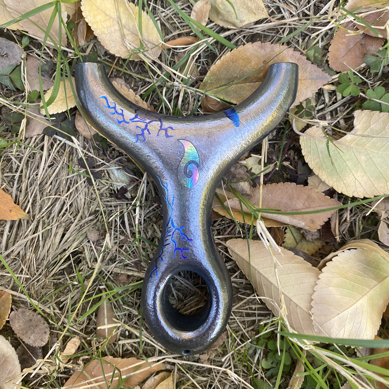 古风哪吒顶卡单卡卡球弹弓钛合金材质碳黑雕刻户外竞技高精准速射