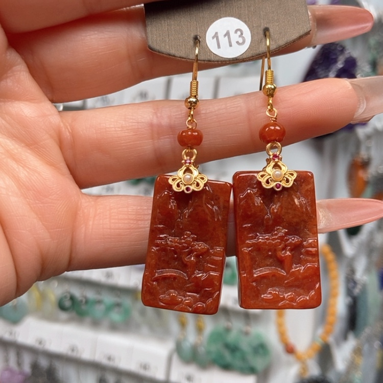 【闪购商品】翡翠耳饰银S925镶嵌优化