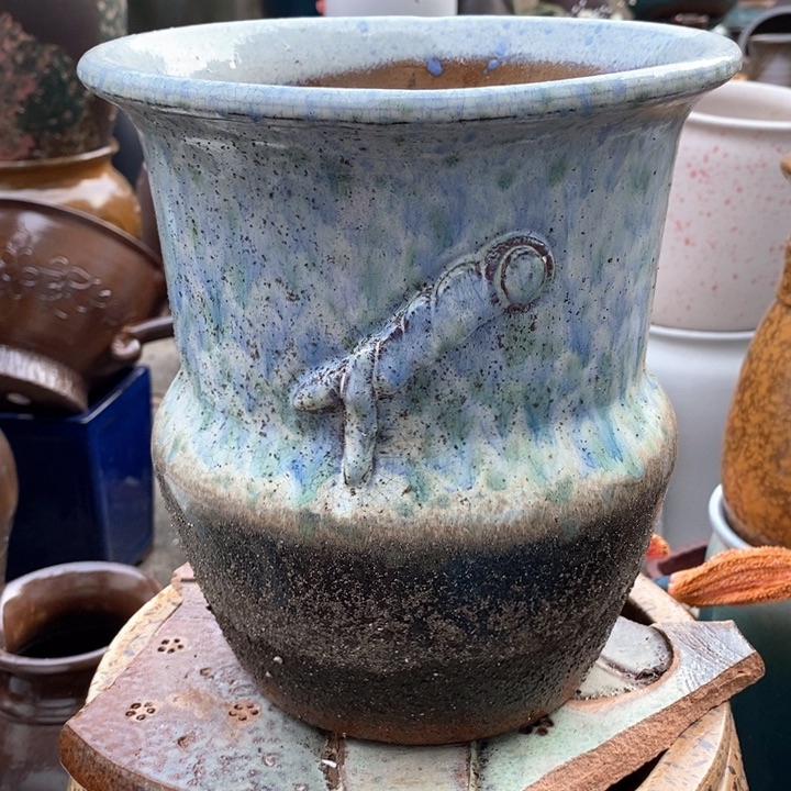 紫砂花盆高22口20瑕疵