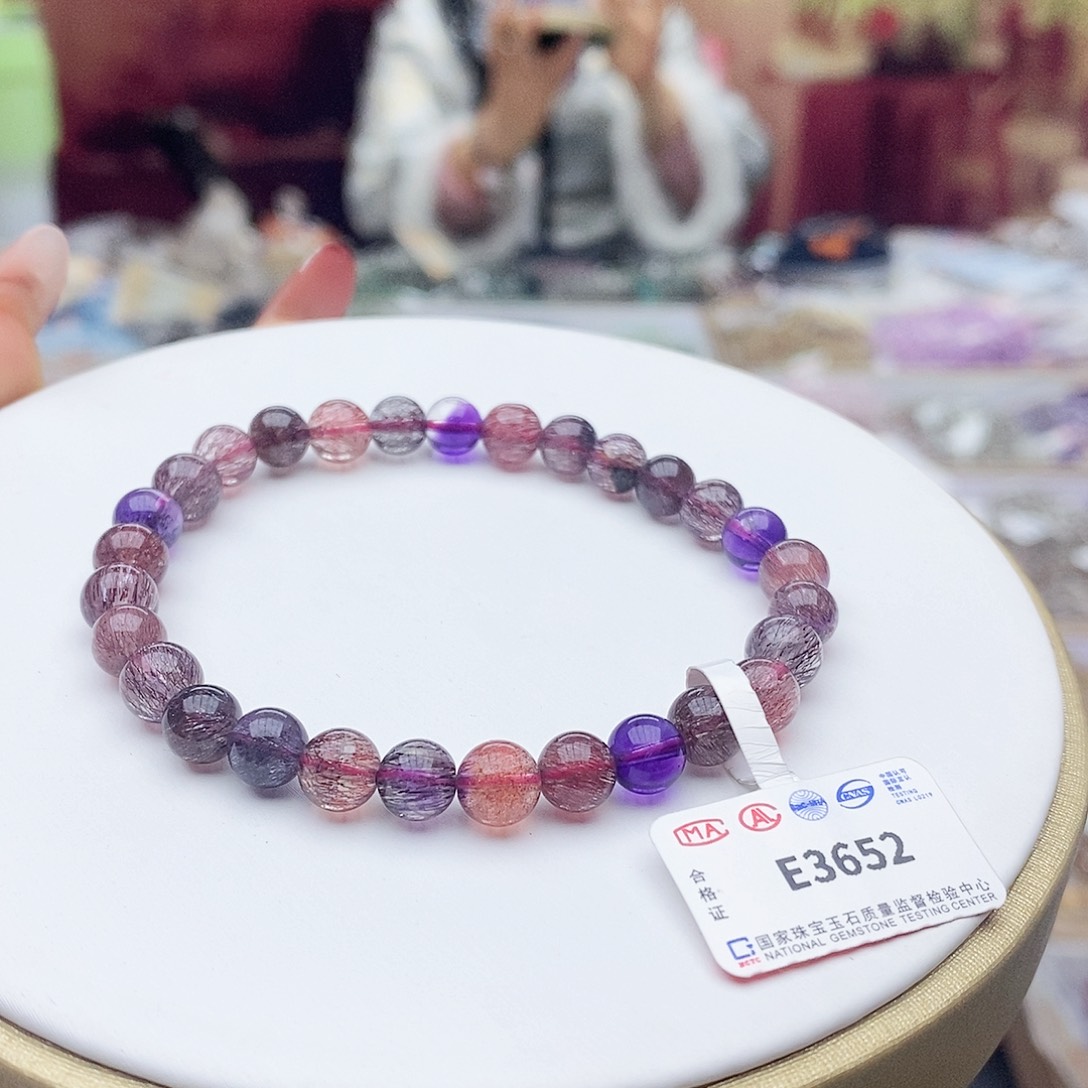 水晶手链未镶嵌E3652超七黑加仑7m