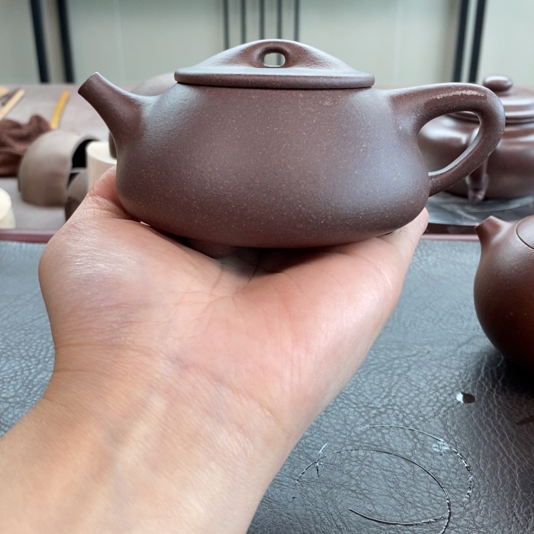 茶壶紫砂千禧紫泥石瓢210cc精工半手
