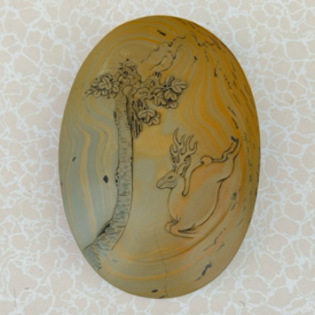 (黎氏苴却砚）逐鹿中原 攀枝花苴却砚盖砚纯手工雕刻