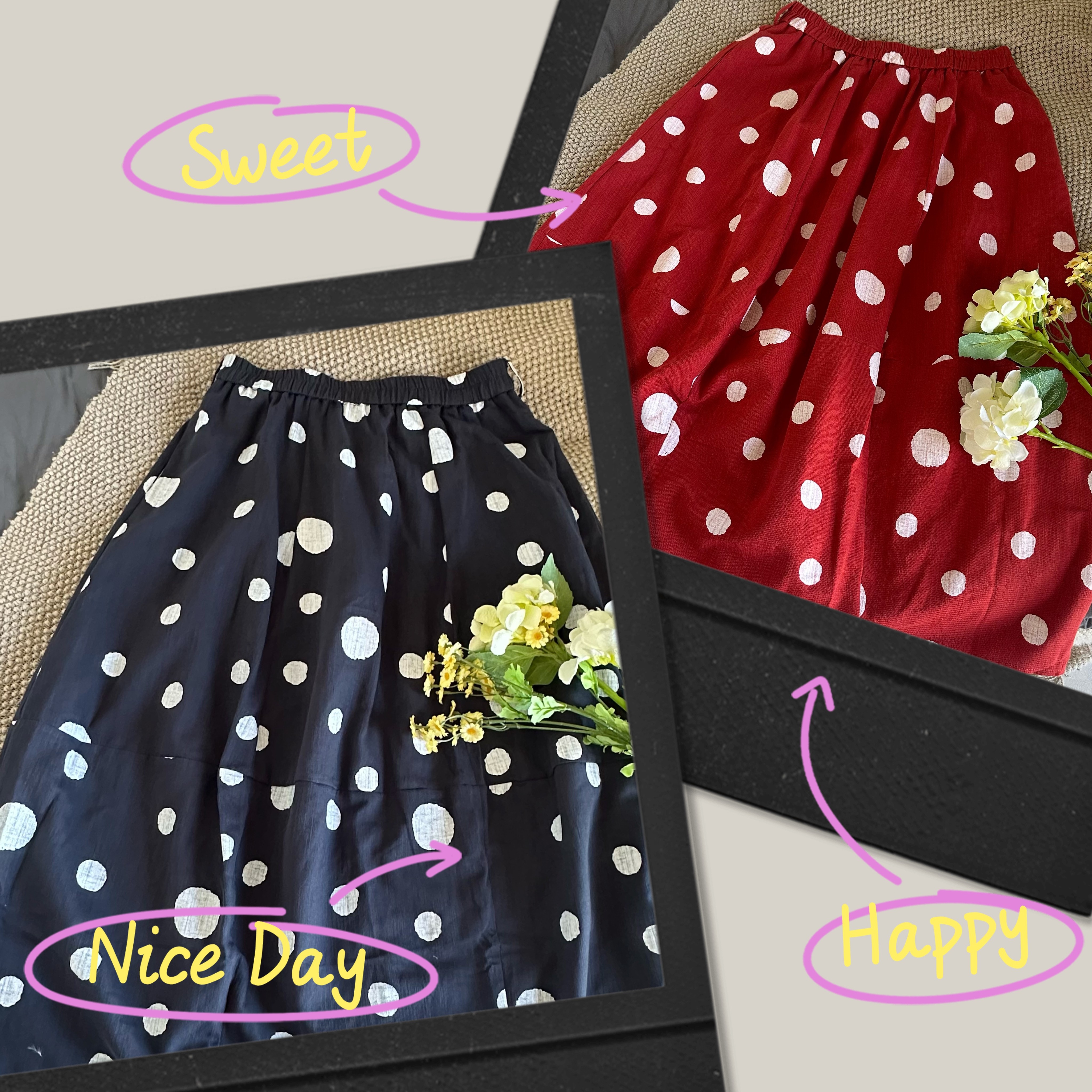 【2件-15】原创文艺减龄显瘦天丝麻灯笼半身裙