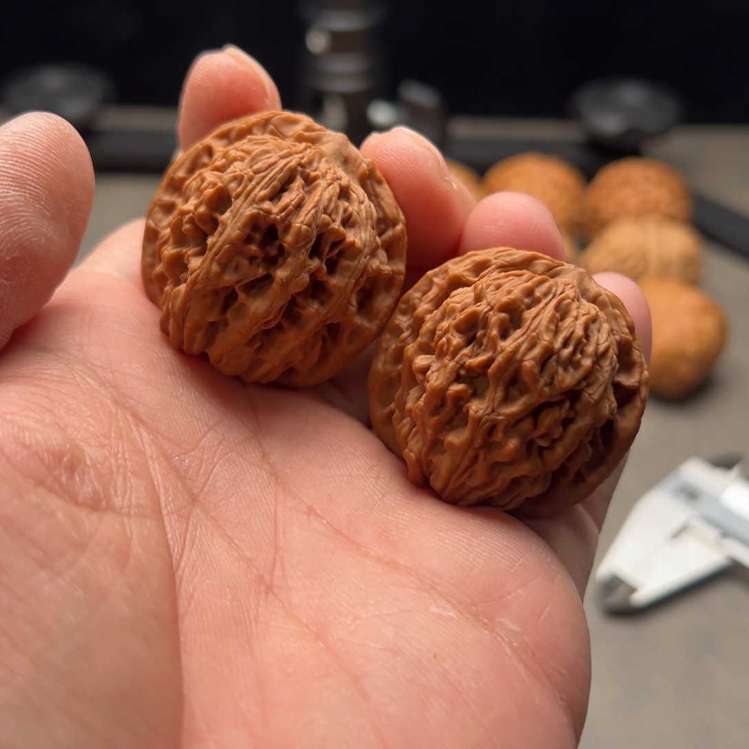 文玩核桃把件四座楼38，磕尖