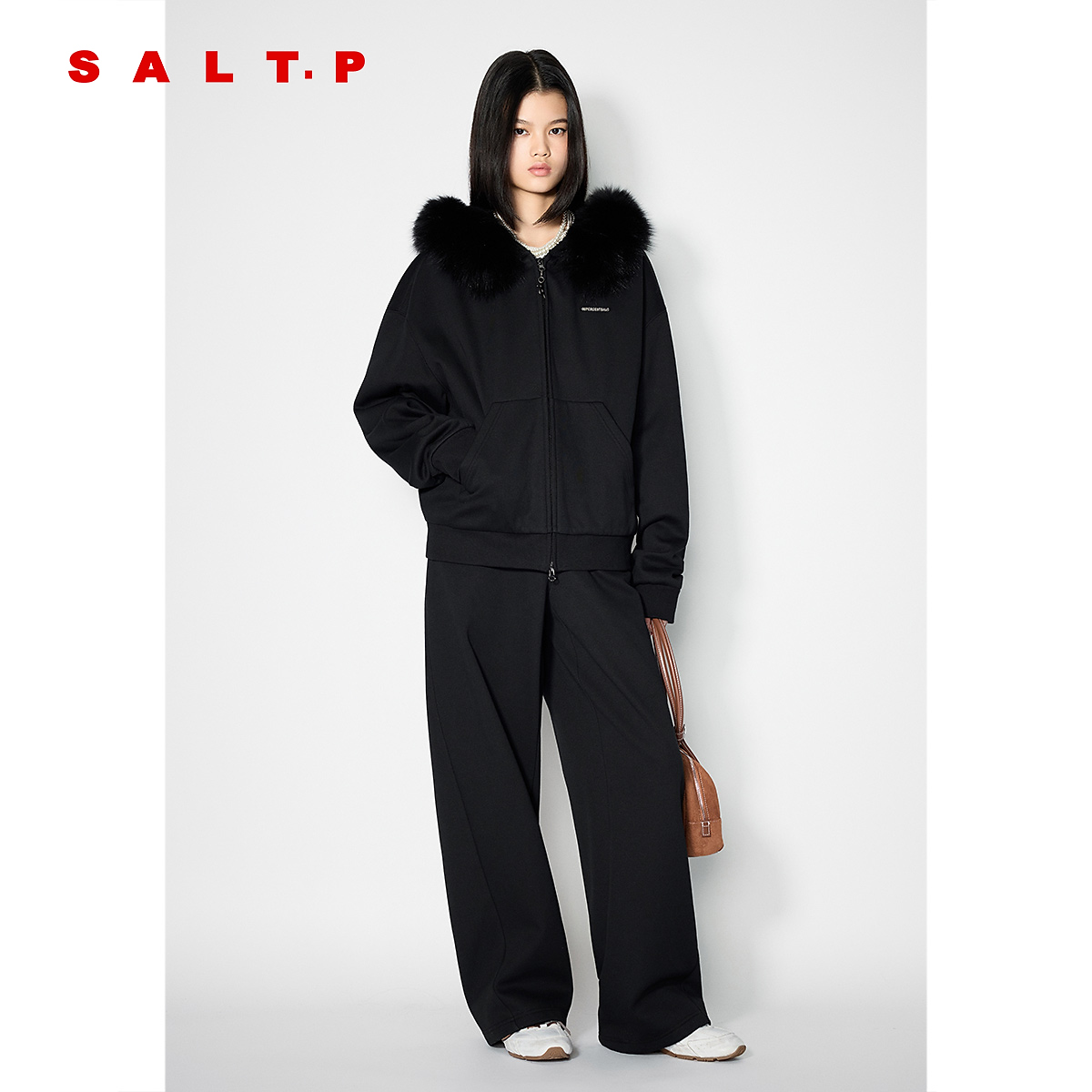 SALT.P可颜大毛领连帽加绒厚卫衣外套宽松2025冬季新款