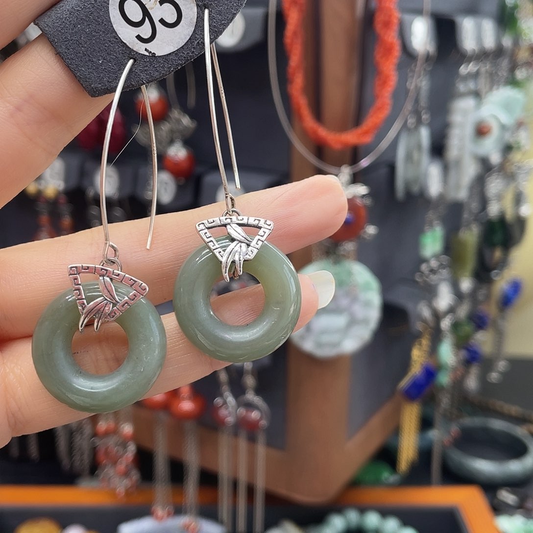 和田玉耳饰银S925镶嵌贵****厂439yjkhhhk