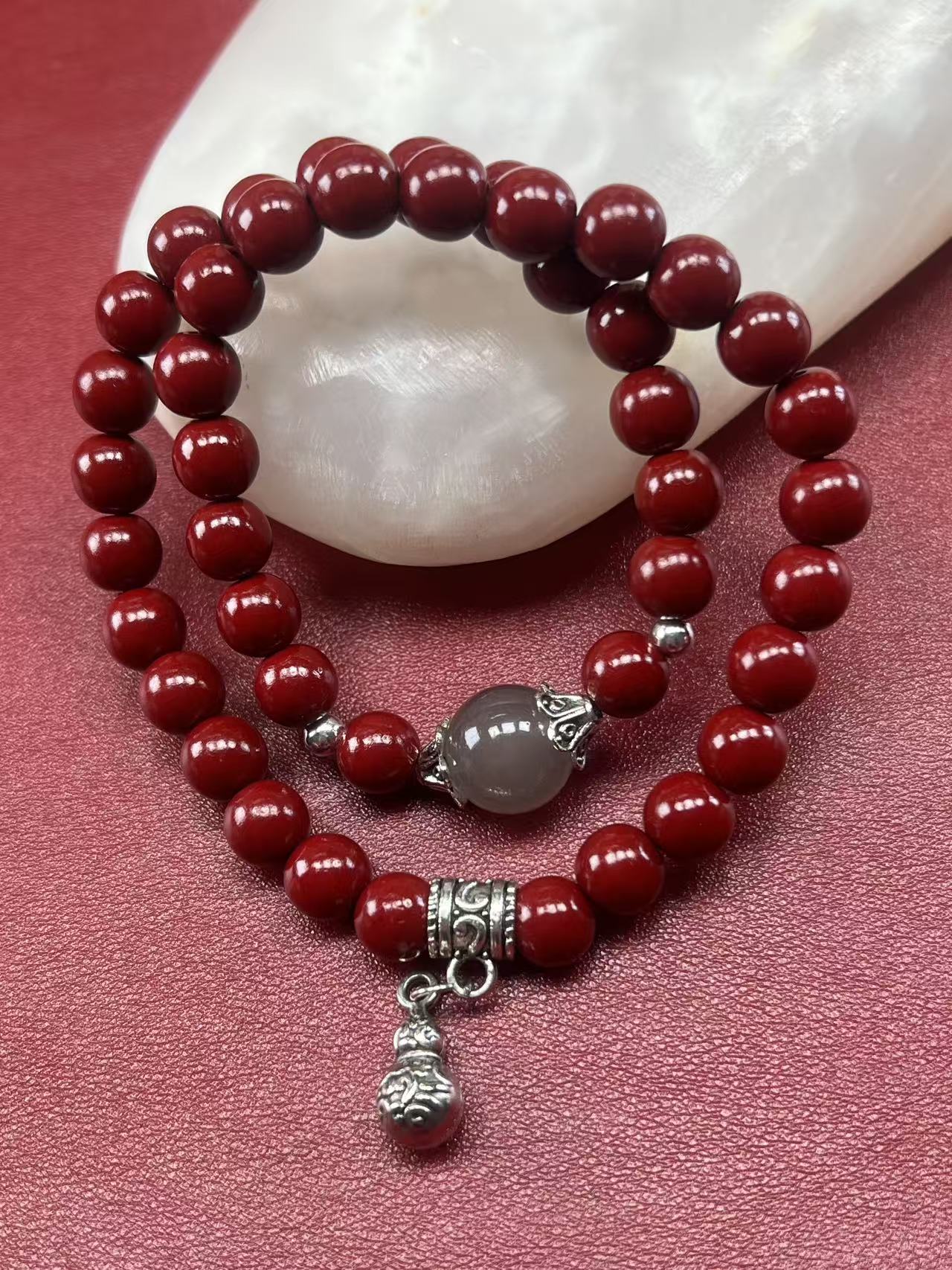 含辰砂工艺品朱砂双圈手串（无礼盒）MK1002