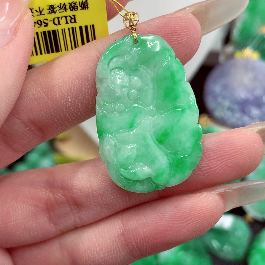 翡翠18K金镶嵌吊坠(不含链)