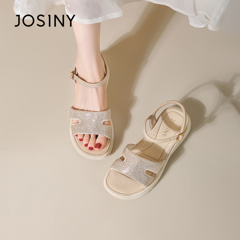 卓诗尼时尚凉鞋女2025夏新爆款露趾高跟厚底凉鞋仙女风522A44272