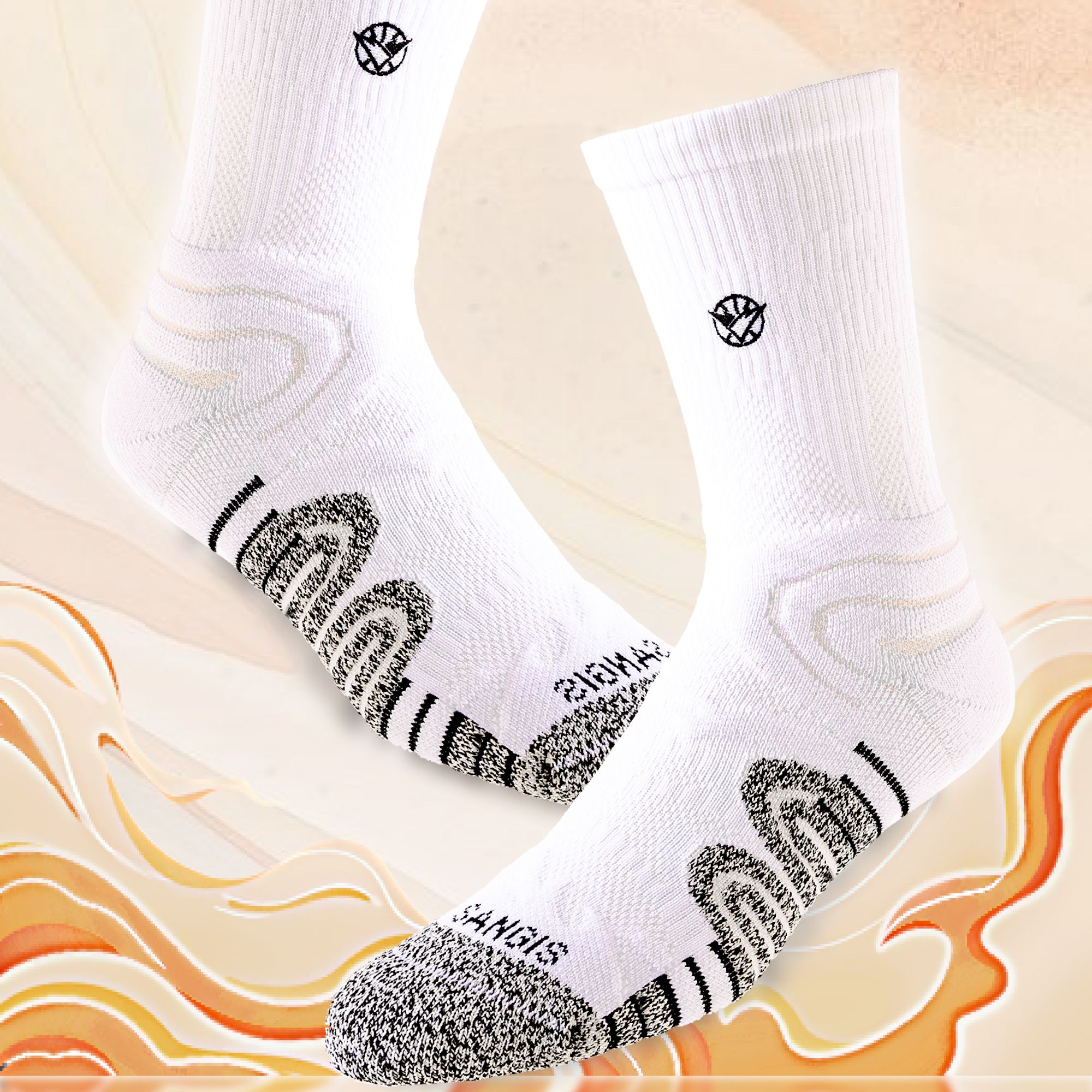 塞上逐梦炬焰系列毛巾底四级厚款实战篮球袜中长筒男袜跑步袜高帮