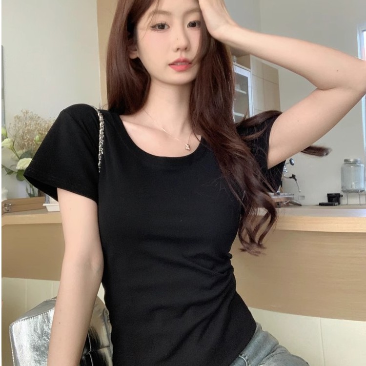 【特价】圆领短袖t恤女显瘦辣妹辣妈夏季半袖百搭修身打底气质上衣