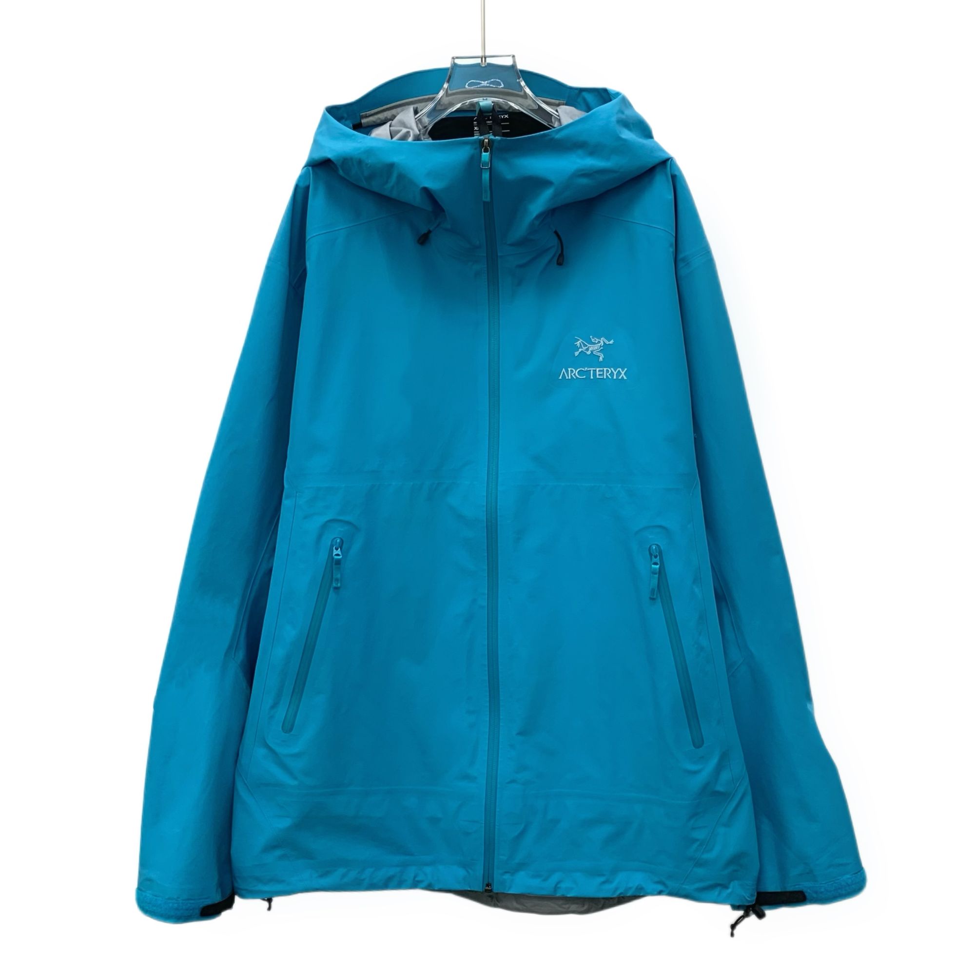 95新 ARC'TERYX/始祖鸟  J17823  蓝色刺绣连帽长袖夹克外套 XL码